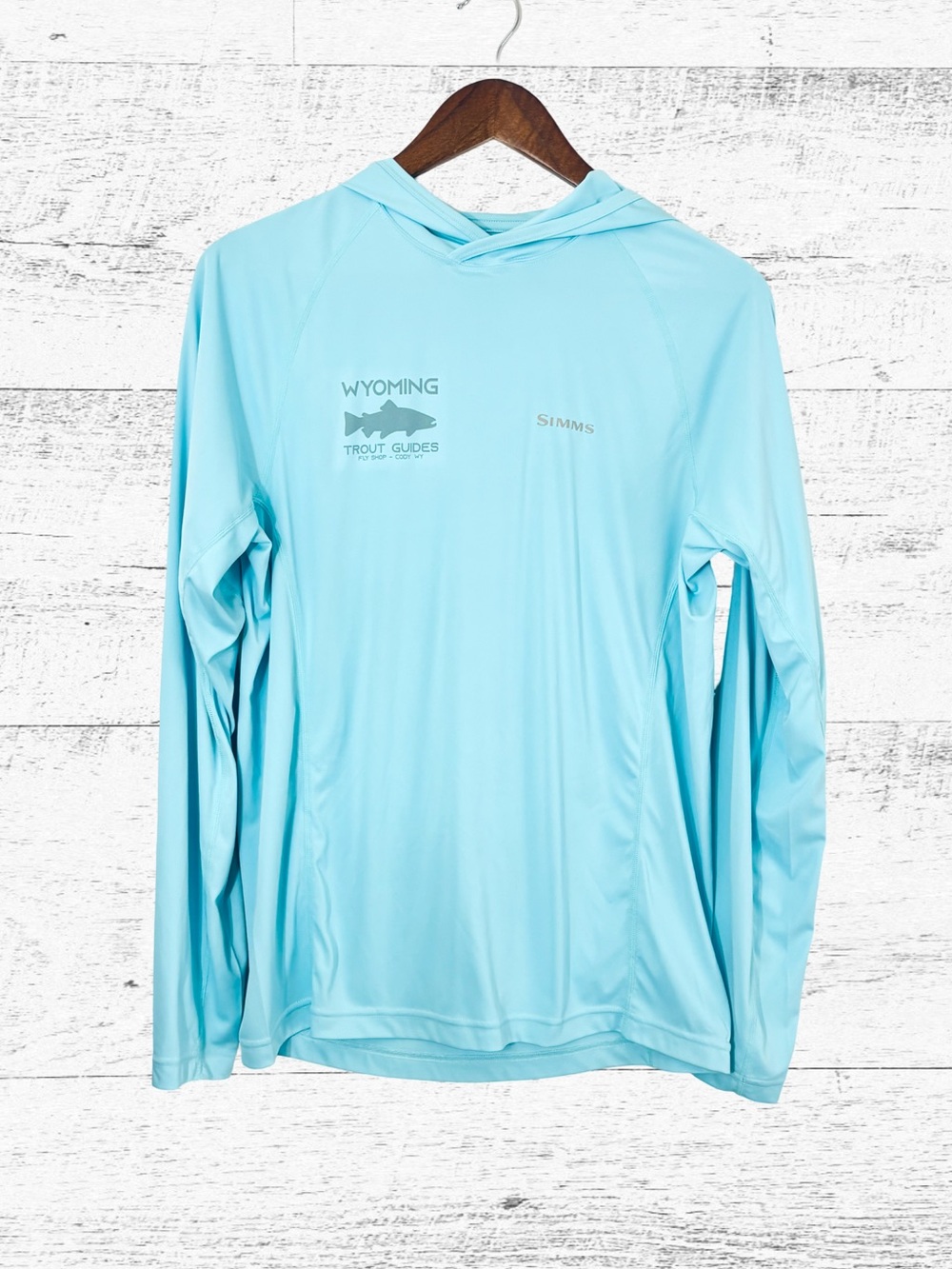 Simms Light Blue Women’s Hooded Long-Sleeve sun shirt